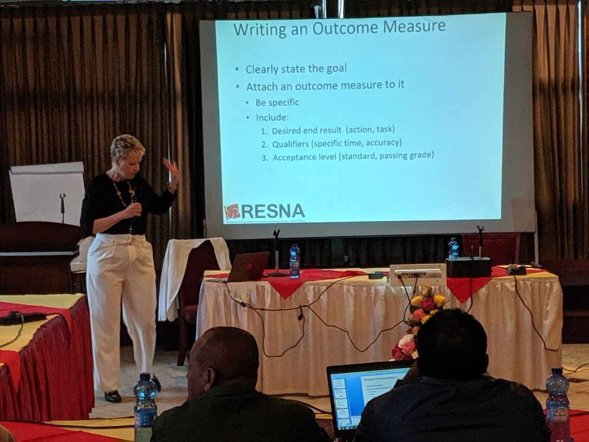 Alisa Brownlee explains how to write an outcome measure during the Fundamentals Course in Ethiopia.